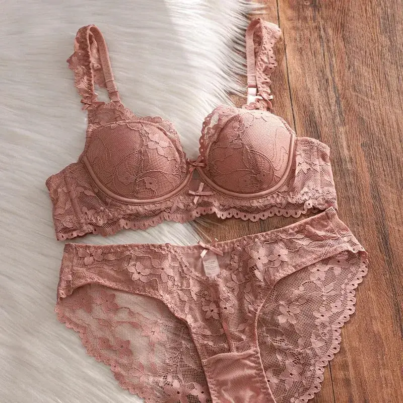 French Lace Lingerie Bra Set Underwire Thin Cup Side Support Anti Sagging Full Bust Friendly Women Underwear 32‑38AB — image 9