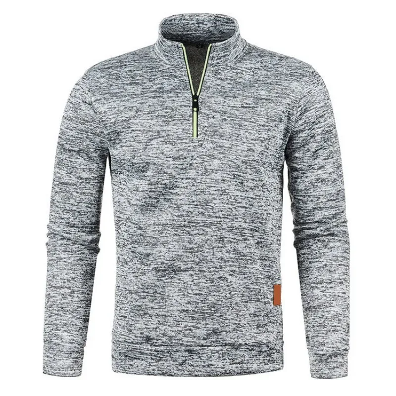 Autumn Men's Half Zipper Sweatshirts Long Sleeve Solid Color Pullover Turtleneck Streetwear Winter Warm Jacket Sport Coats — image 4