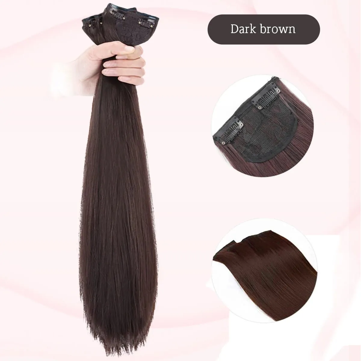 16-24 inch synthetic hair extension Wig patch invisible seamless for women three straight to increase hair volume — image 8