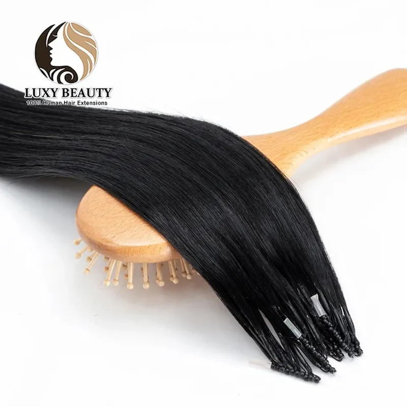 8D Micro Bead Human Hair Extensions Silicone Nano Ring Hair Extension Invisible Mini Silicon Beads Black Brown Blonde Human Hair