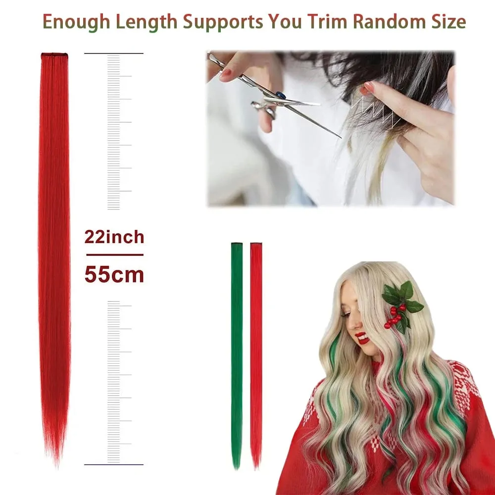 12Pcs Clip In Hair Extensions 22 Inch Synthetic Color Extensions Women's Exclusive Long Straight Style Multiple Colors Available — image 5