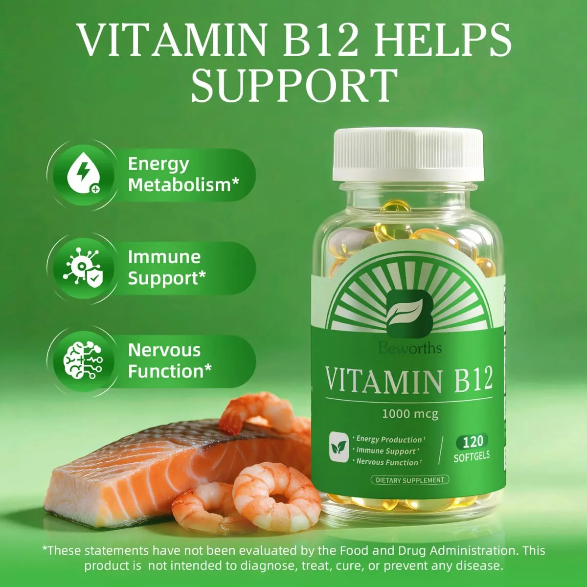 BW Vitamin B-12 Supports Energy Metabolism Supports a Healthy Nervous System Maximum Strength Daily B12 Supplement Health Care