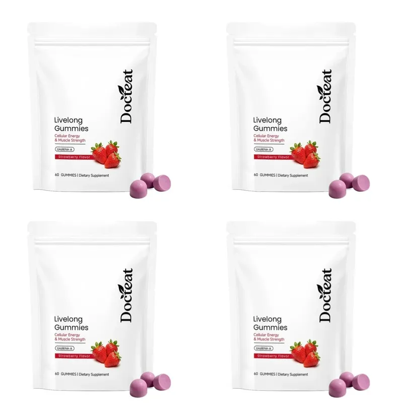 Docteat Urolithin A Gummies 500mg per porzione Gusto Fragola Supporto quotidiano per il benessere cellulare 60 caramelle gommose per uomini donne — image 10