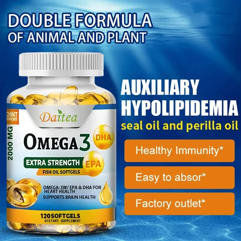 Omega 3 Fish Oil Supplement - 2000 Mg Pure EPA DHA Omega 3 Supplements Nerves and Joints for Women and Men 120 Capsules — image 4
