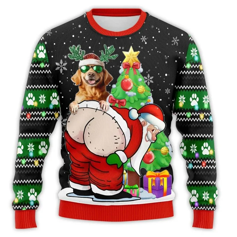 Naughty Santa Pet Dog 3D Printed Ugly Christmas Sweater Funny Poodle Schnauzer Bulldog Sweatshirts Unisex Hilarious Pullovers — image 14