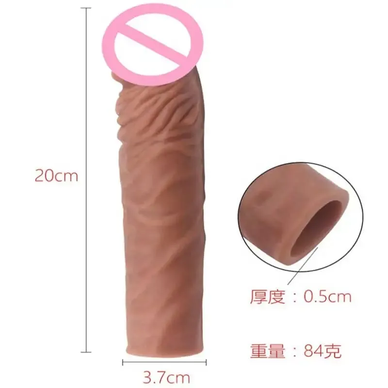 14/16/20CM Realistic Penis Sleeve Extender Reusable Dildos Condom Delay Ejaculation Dick Enlargement Sex Toys for Men — image 9