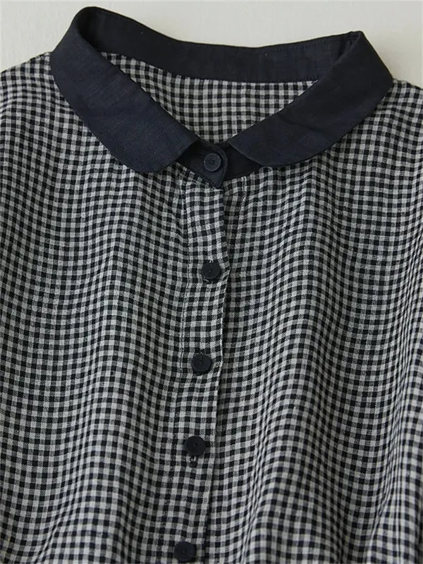 2026 Patchwork Fashion Black White Plaid Autumn Dresses Office Lady Work Dress Japanese Style Women Spring Casual Long Clothing — image 4