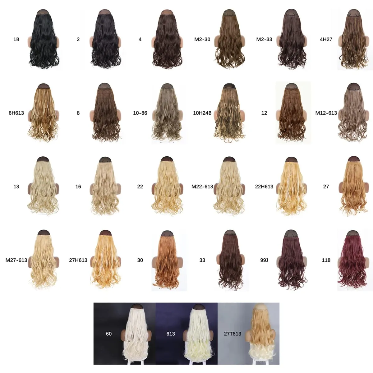 Synthetic No Clip Hair Extensions Natural 16 22 32" Long Wavy Invisible Wire One Piece False Hairpiece For Women