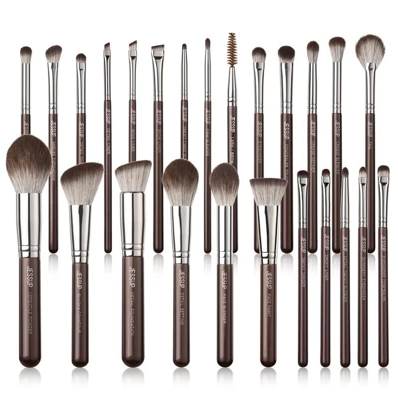 Jessup Makeup Brushes Set 15/25pcs Premium Synthetic Brown Make up Brushes Foundation Eyeshadow Concealer Blush Eyeliner T511