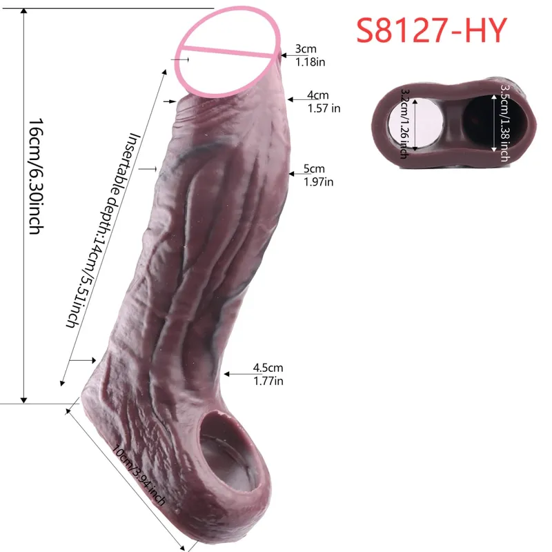 Close Head Realistische Penishülle Sexspielzeug für Männer Verzögerung der Ejakulation Dick Extender für Paare Sex Vergnügen Sexshop — image 31