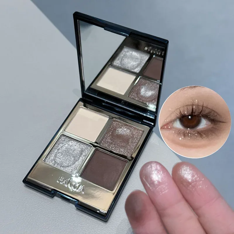 4-Color Sparkling Eyeshadow Palette Smoky Black Eye Shadow Matte Glitter Eye Pigment Long Lasting Waterproof Eyes Makeup Palette — image 8