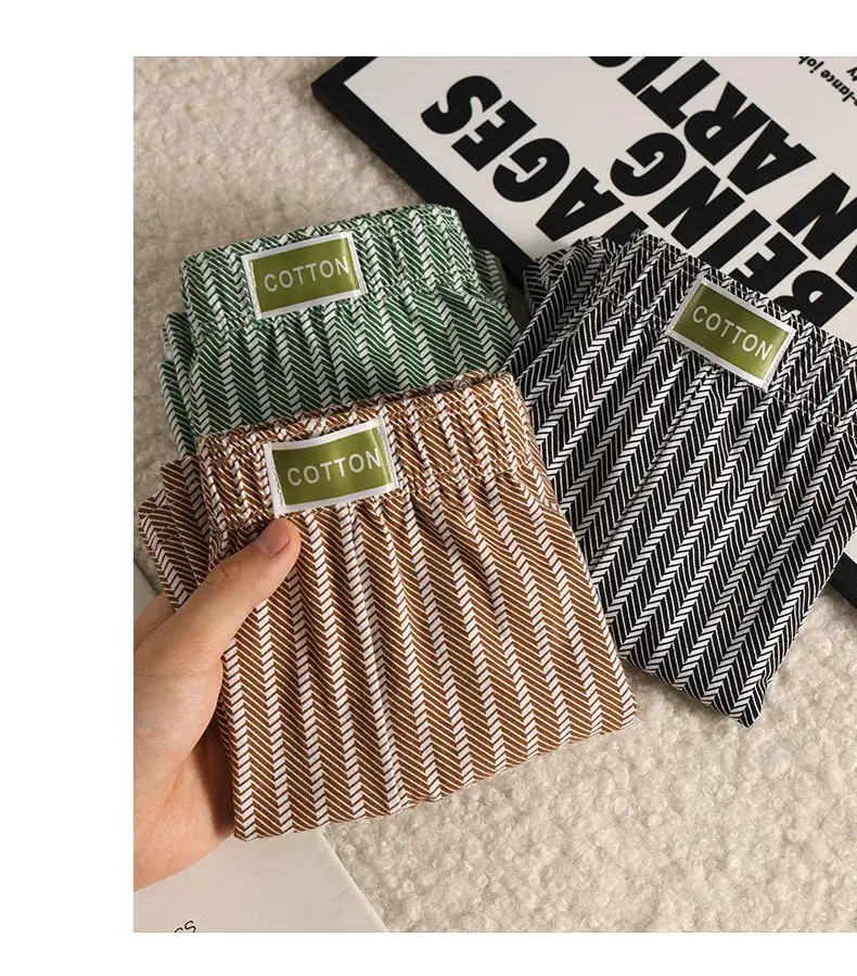 Men's Panties Striped Loose Breathable Home Boxers Underpants Plus Size Soft and Comfortable Cotton Boxers Sports Short Section — image 8