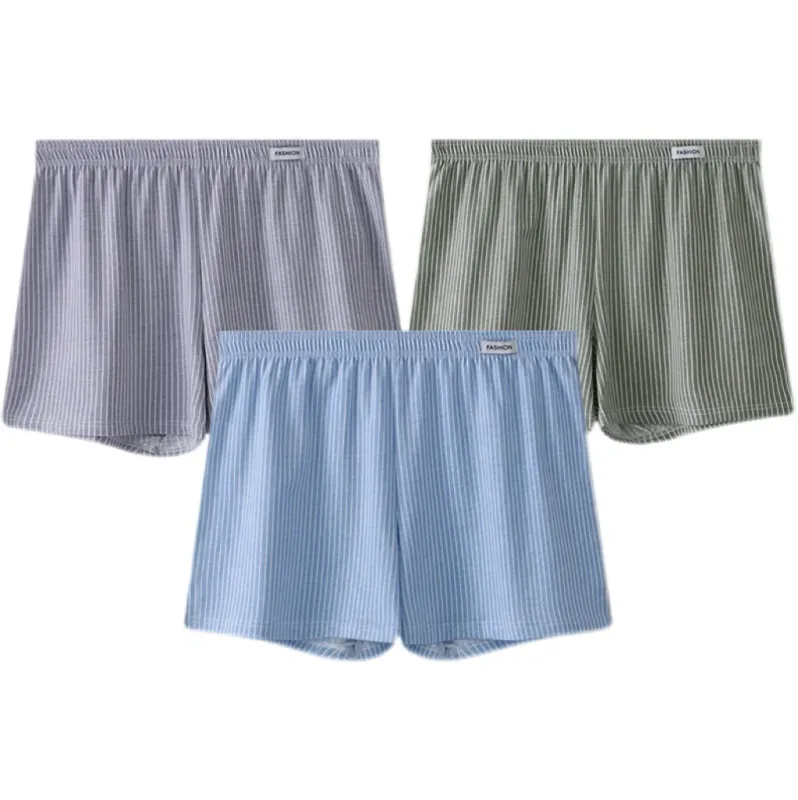 3 Pack Men's Cotton Boxer Shorts - Breathable Loose Striped 4-Corner Underwear for Youth - Versatile for Outdoor & Sports Wear — image 7