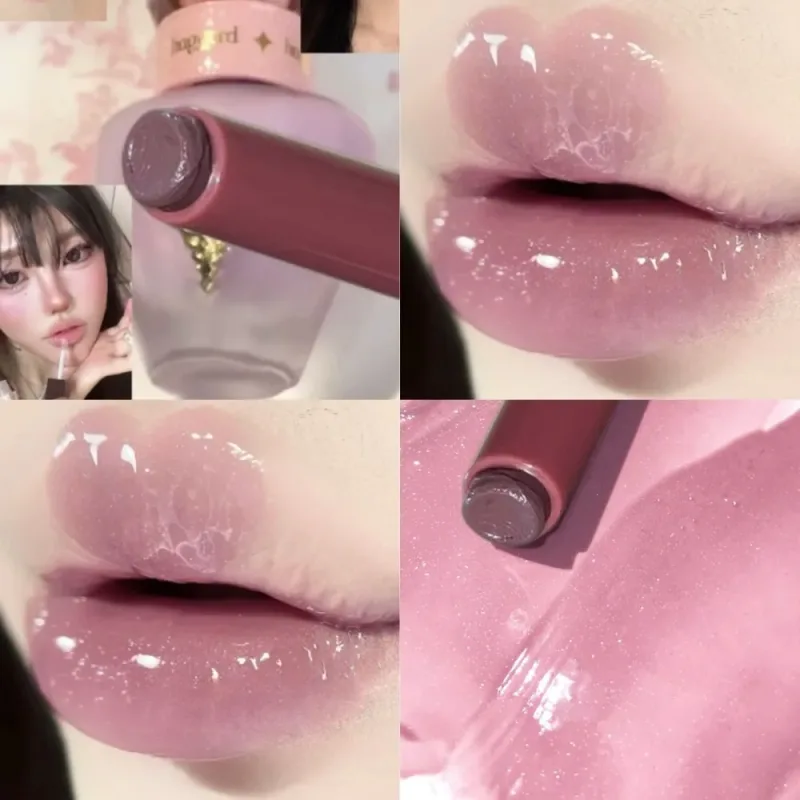 Mirror Glass Solid Lip Glaze Water Light Flash Lip Stick Moisturize Plumper Tint Lip Oil Balm Press Lipstick Cosmetic