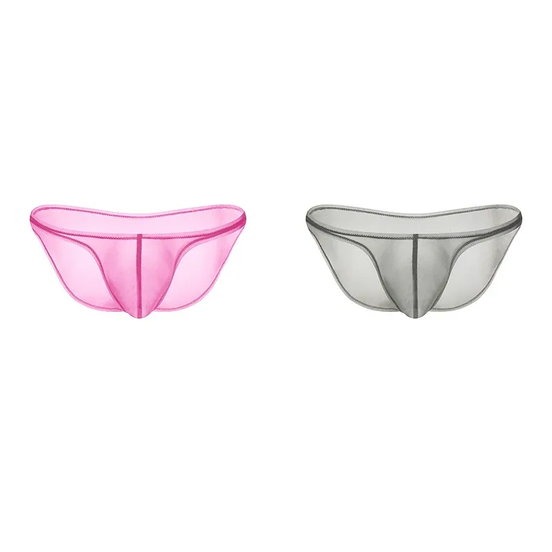 남성 속옷 섬세한 얼음 실크 투명 삼각형 팬티 성격 낮은 허리 팬티 — image 22
