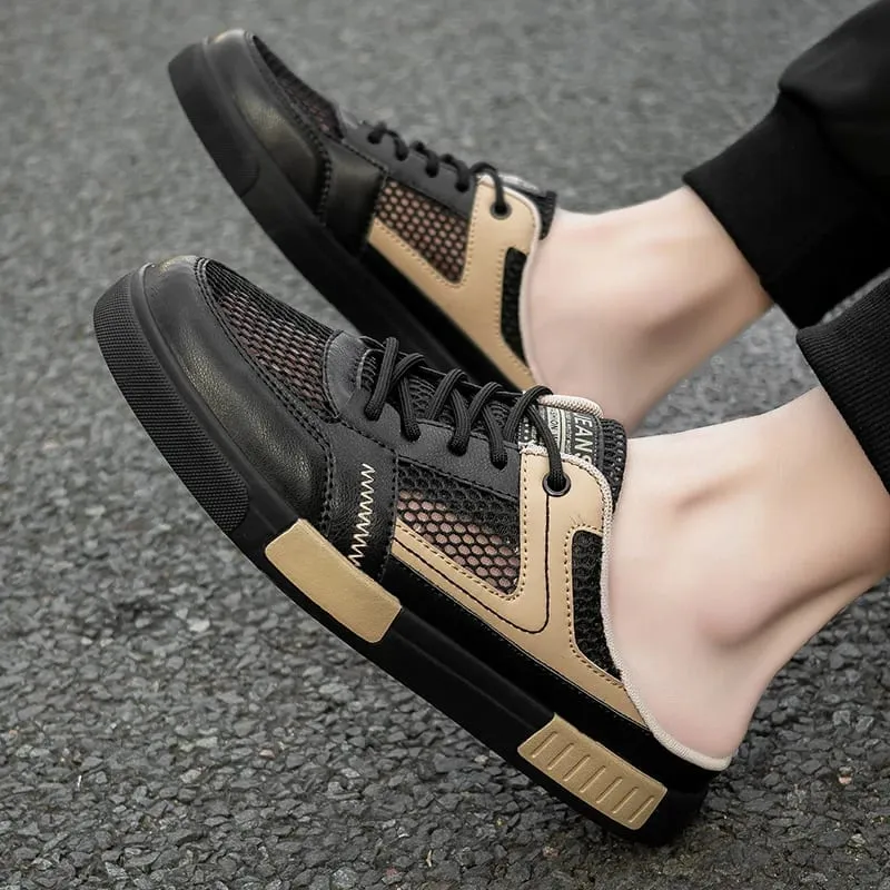 Men's Summer Oversized Mesh Half Slippers Lazy Shoes High Quality Outdoor Casual Shoes Sports Fashion Hollow Breathable Sandals — image 5
