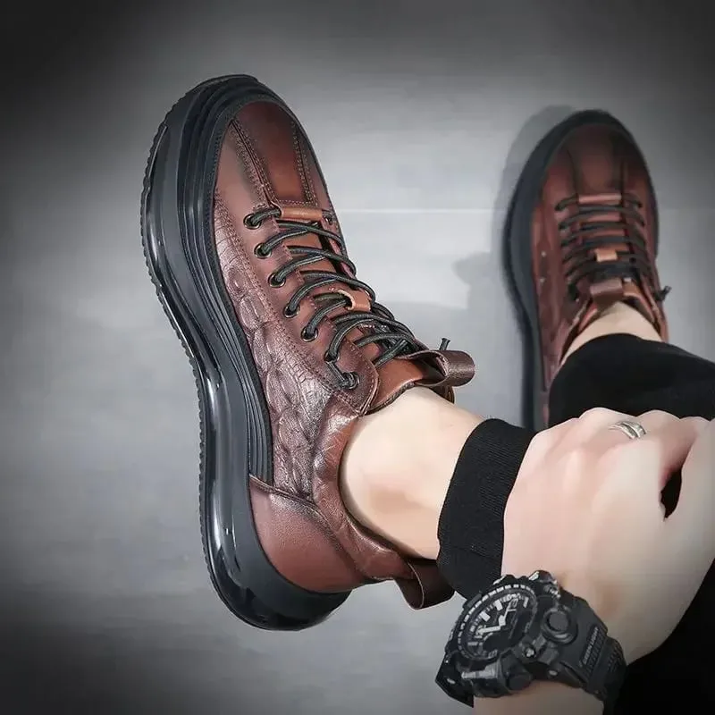 2026 Autumn Alligator pattern Men Sneakers Lace Up Casual Platform Vulcanized Shoes Male Anti-slip Running Zapatillas Hombre
