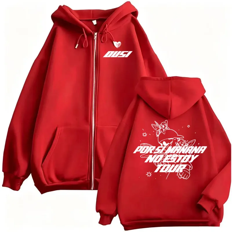 Omar Courtz Por Si Manana No Estoy Tour Zipper Hoodie Men Women Harajuku High Street Sweatshirts Jacket Long Sleeve Zip Up Coats