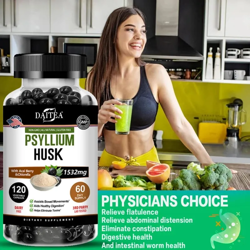 Psyllium Husk Capsules - Improve Constipation Accelerate Metabolism Nutrient Digestion Intestinal Health for Adult Men &Women — image 6