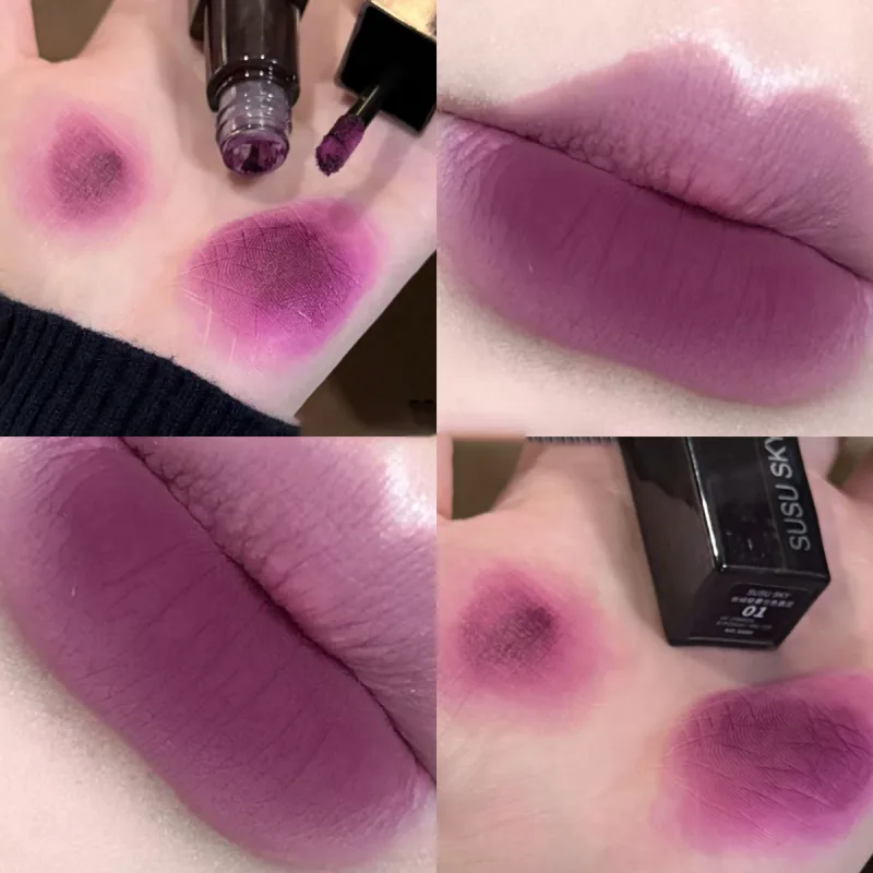 Waterproof Punk Gothic Matte Black Lipstick Purple Lipgloss Makeup Mousse Lip Mud Dark Red Brown Lipstick Non-stick Cup Lip Tint — image 9
