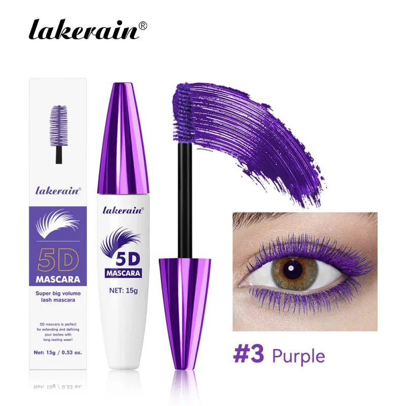 Lakerain 5D Mascara Eyelashes Lengthening Long-Lasting Intense Black Waterproof Nourishing Smudge-Proof Mascara Eye Makeup — image 8