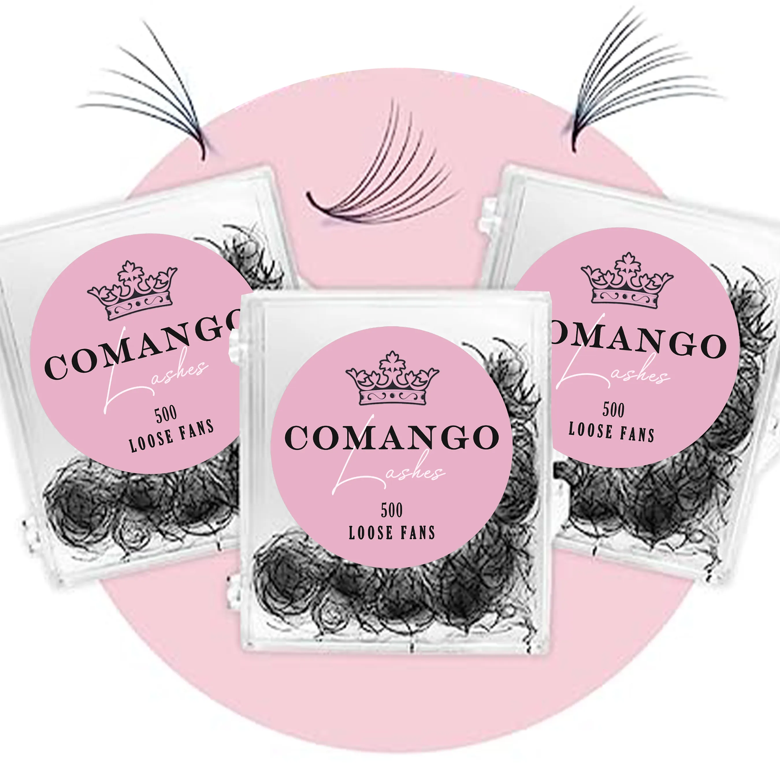 CoMango 500Fans Promade Fans Eyelashes Extension Bulk 3/6/7/10/12/14/16D Pointy Stem 0.05/0.07 C/D Curl Premade Volume Fans — image 3