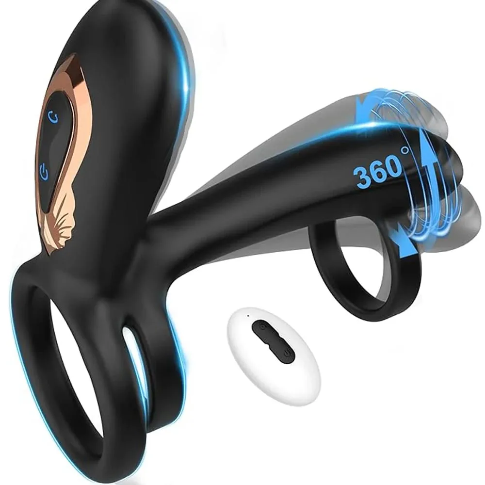 Remote Control Dual Penis Ring Vibrator for Men Delay Time Prostate Massager Cock Rings Twisting Vibrating Sex Toy for Men — image 1