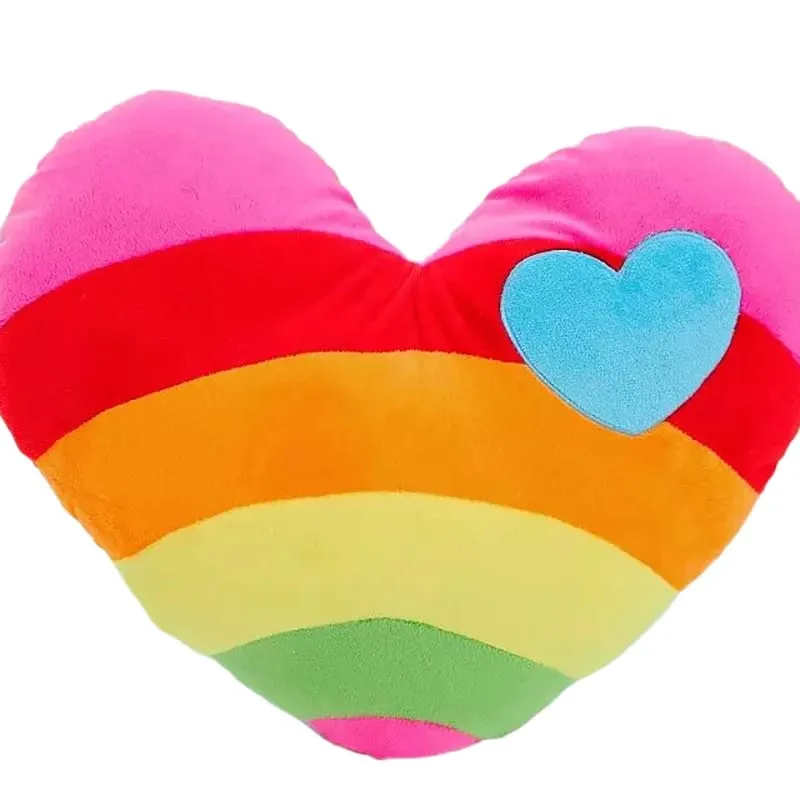 40x35cm Rainbow Heart Plush Pillow Stuffed Colorful Sweet Cushion Sofa Chair Home Decoration Halloween's Day Gift