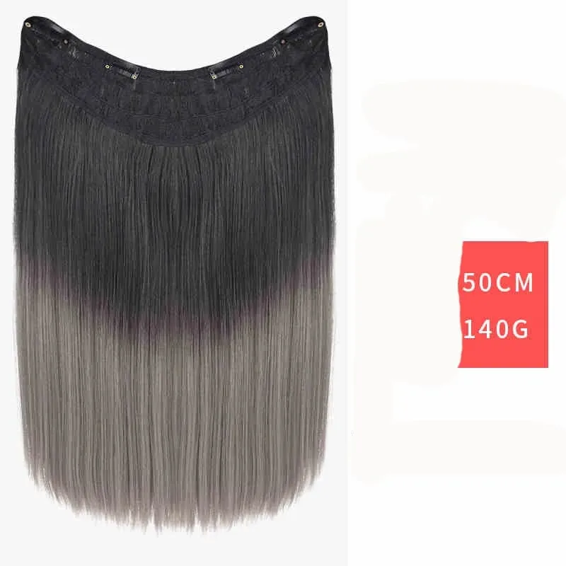 V-shaped One-Piece Synthetic 4 Clip In Hair Extensions Long Straight Hairstyle Hairpiece Colour 50CM Natural Fake Hair — image 27