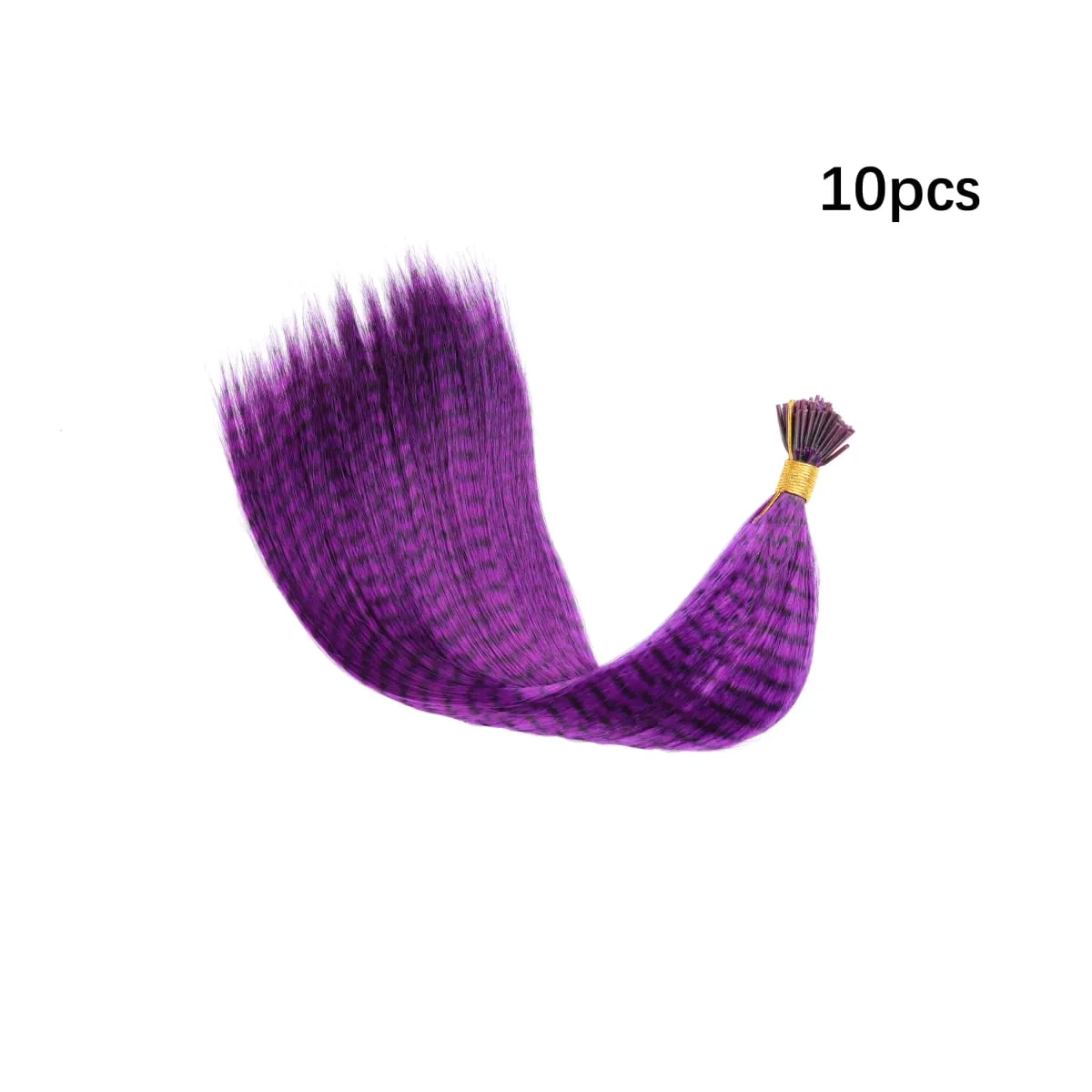 Colored Strands for Hair Feather Extension 10 Pieces I Tip Synthetic Hairpiece Fake Hair Zebra Line Feather Hair Extensions — image 10