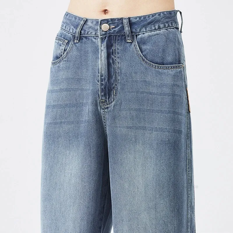 Stretch Jeans Men's 2024 New Lyocell Fabric High Quality Soft Loose Wide Pants Elastic Waist Casual Denim Trousers Streetwear — image 6