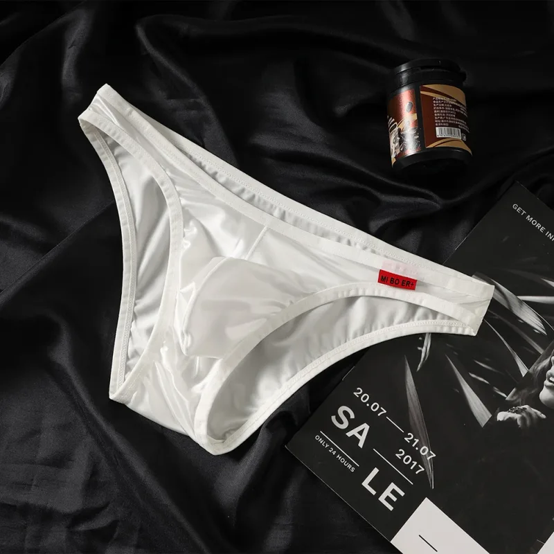 Männer Satin-wie Bikini Eis Seide Stretch Kurze Beutel Dessous Atmungsaktive Höschen Nahtlose Unterwäsche Unterhosen Japanische Tangas — image 9