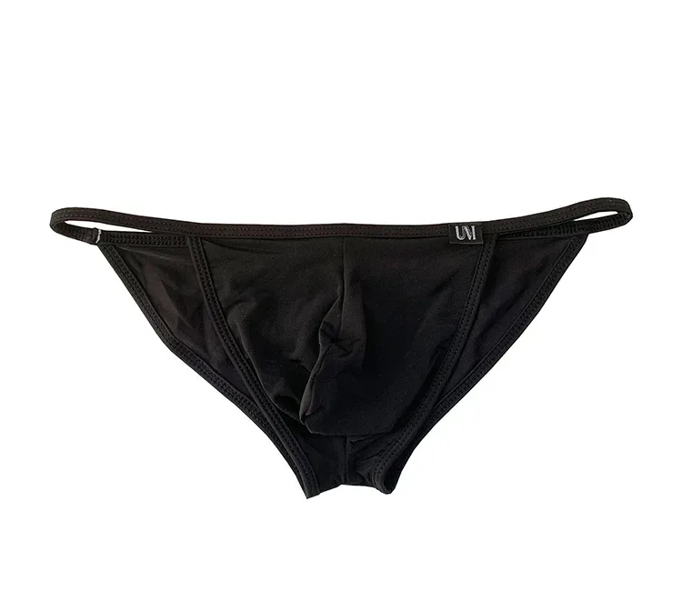 Celana Dalam Seksi Pria Celana Dalam Sutra Es Ultratipis Pakaian Dalam Bikini Belah Ganda dengan Celana Dalam Desain U-cembung Yang Dipersonalisasi Lubang