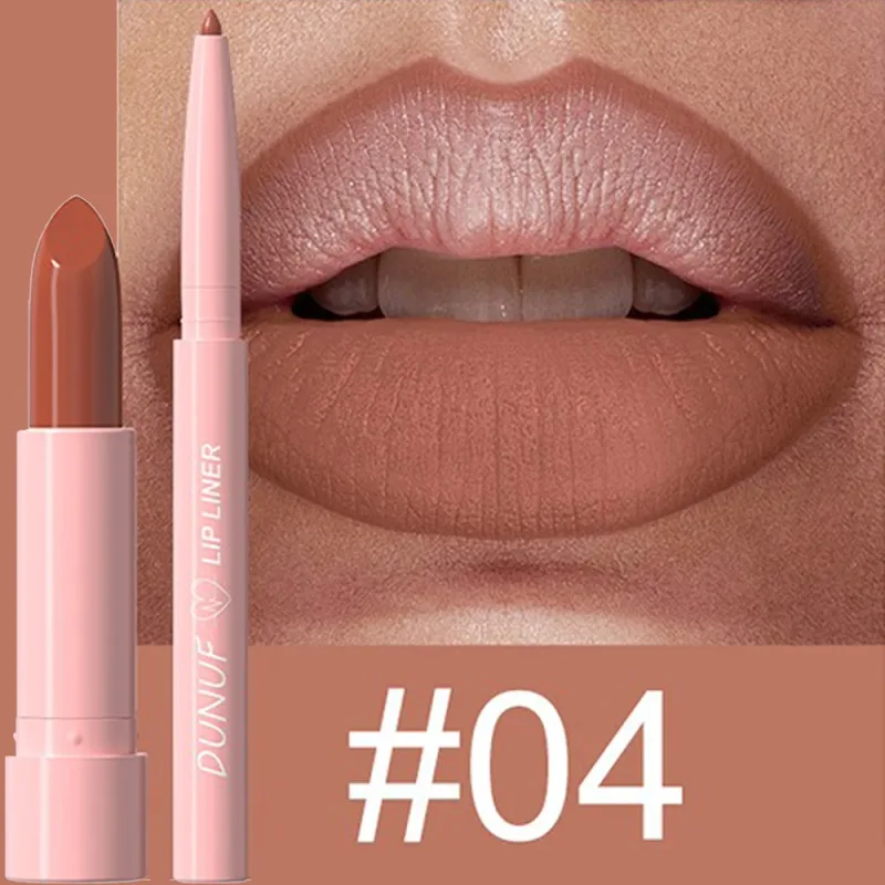 2Pcs/Set Lipstick+Lip Liner Makeup Kit Matte Nude Long-lasting Waterproof Non Staining Tapered Nib Lip Contour Pen Lip Cosmetics