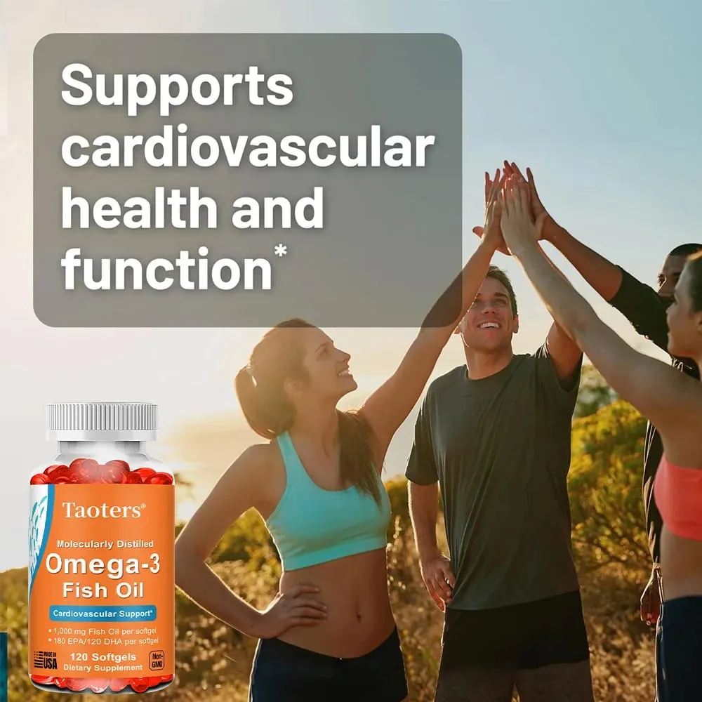 Omega 3 Fish Oil Capsules DHA EPA Soft Gels Non-GMO Gluten Free Dietery Supplement