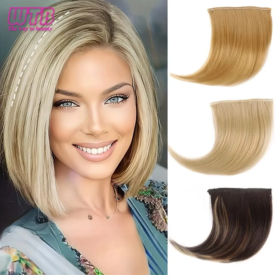 Synthetic Invisible Seamless Hair Pads Clip In One Piece 2 Clips Increase Hair Volume Hair Extensions Top Side Cover Hairpiece