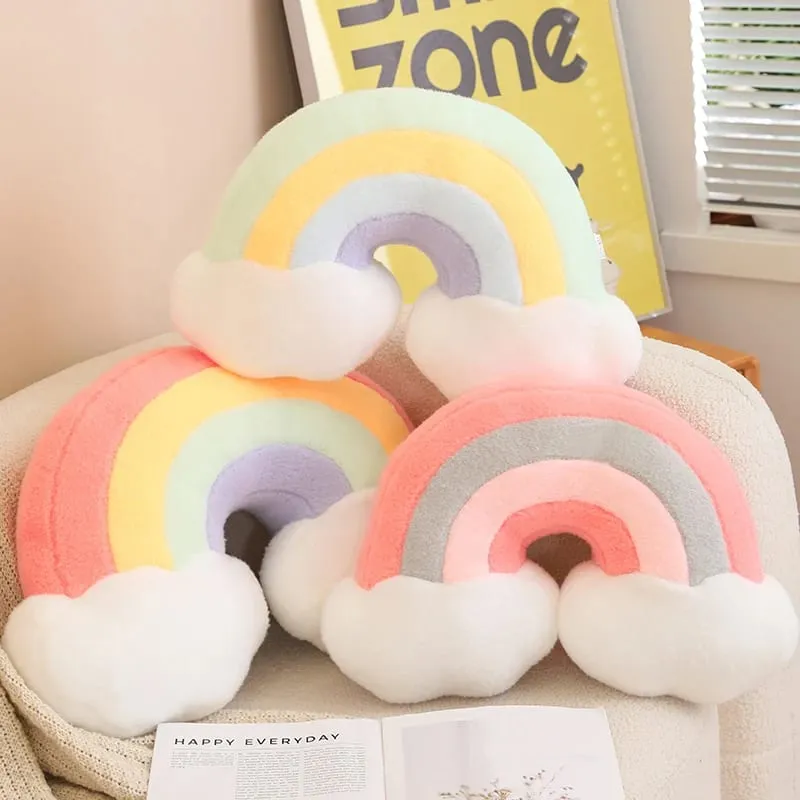 Hot sale Candy Rainbow Lucky Cloud Star Moon Plush Pillow Colorful Crown Memeor Pillow Cushion Sofa Home Decoration Throw Pillow