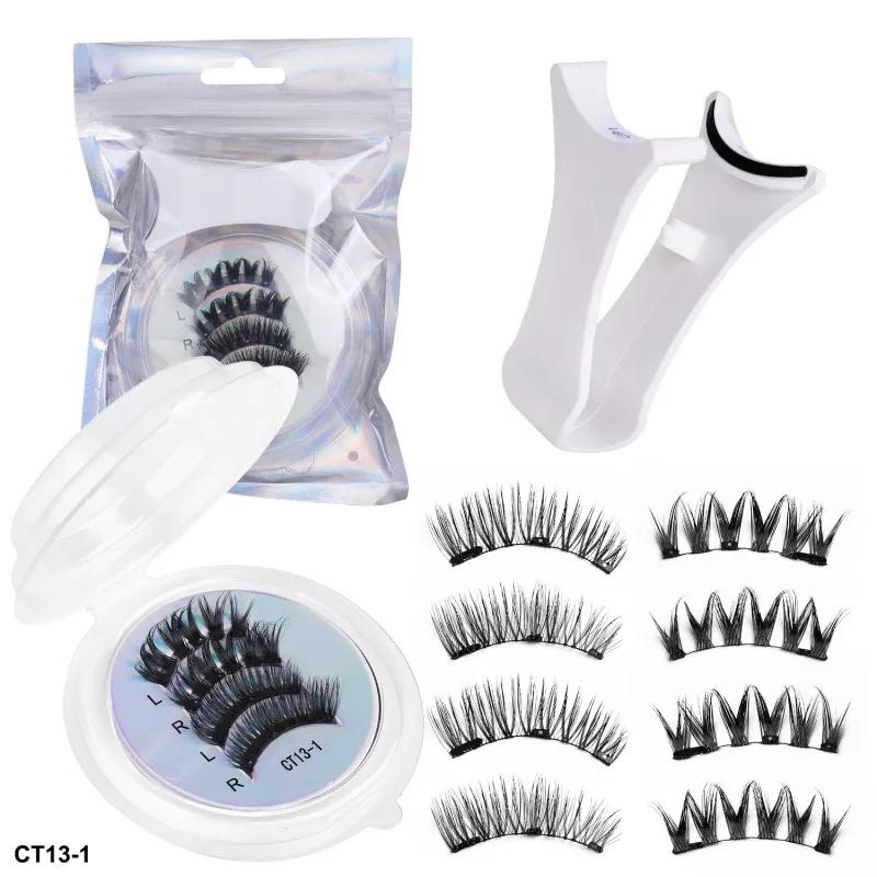 2Pairs Magnetic Eyelashes Thick Cat False Eye Lashes Makeup Set Reusable Glue-free Flully and Curly Customized And Wholesale — image 6