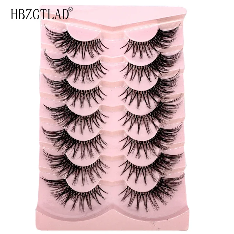 7/8PairsCat Eye Eyelashes manga Lashes 3D Clear Band Lashes naturalHalf Lashes End Eye Elongated Mink Eyelashes Fluffy Eyelashes