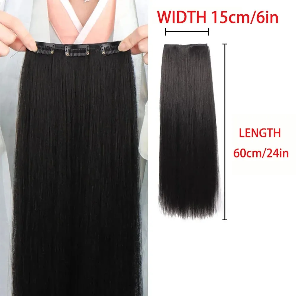 Synthetic black women's vertical hair extensions hair extensions five different lengths of headwear for women's wigs — image 27