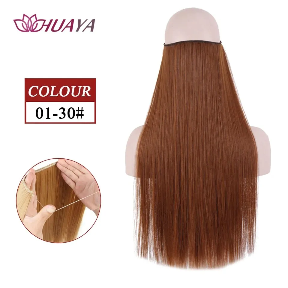 Synthetic Long Straight Invisible Wire No Clips In Hair Extensions Fake Hair Pieces Secret Fish Line Hairpieces For Women — image 11