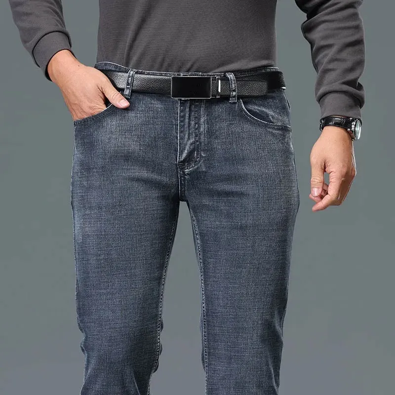 2026 Autumn And Winter Men's Mid Waist Micro Flared Jeans High-End Loose And Comfortable Blue Gray Casual Pants