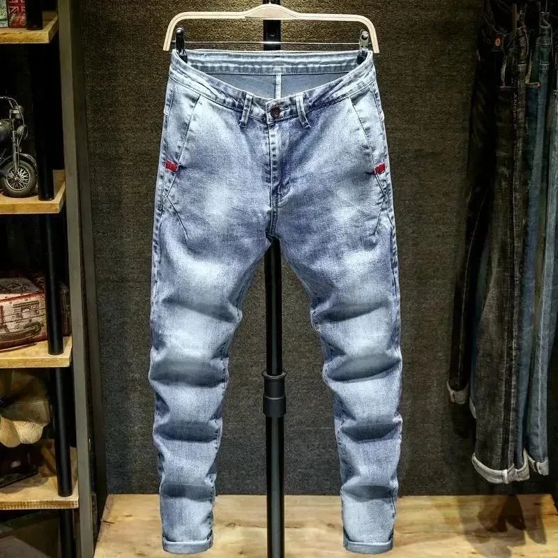 Spring and Autumn Trend Solid Color Straight Leg Stretch Denim Jeans Men's Casual Slim Fit Comfortable Sports High-Grade Jeans — image 8