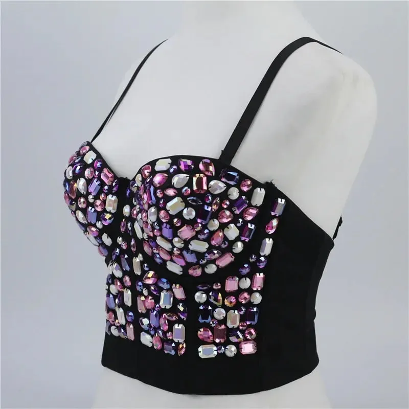 Visivane Rivet Beading y2k Tank Tops Women Bra Blusas Short Corset Woman Clothing Stage Party Shaper Ladies Crop Shirt Camis — image 3