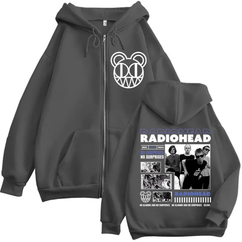 Rock Band Radiohead Zipper Hoodie OK Computer No Surprises Merch Zip Up Sweatshirts Men's Women Gothic Fashion Vintage Pullovers — image 6