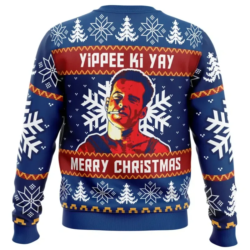 Мужская уродливая рождественская толстовка с круглым вырезом Yippee Ki Yay Die Hard с принтом, мягкая, удобная, стильная, свободного покроя, большие размеры, осень-зима — image 6