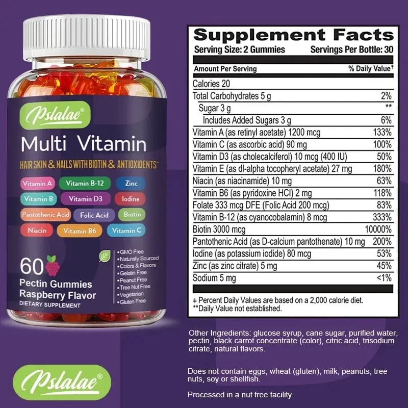 Gummies multivitaminées – Pour fournir de l’énergie à la peau, aux cheveux et aux ongles, pour soutenir la santé globale du système immunitaire — image 2
