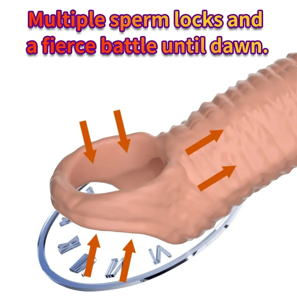 Penis Ring Male Realistic Penis Sleeve Extender Cock Sleeve Dick Enlargement Delay Ejaculation Cock Ring Reusable Condom Sex Toy