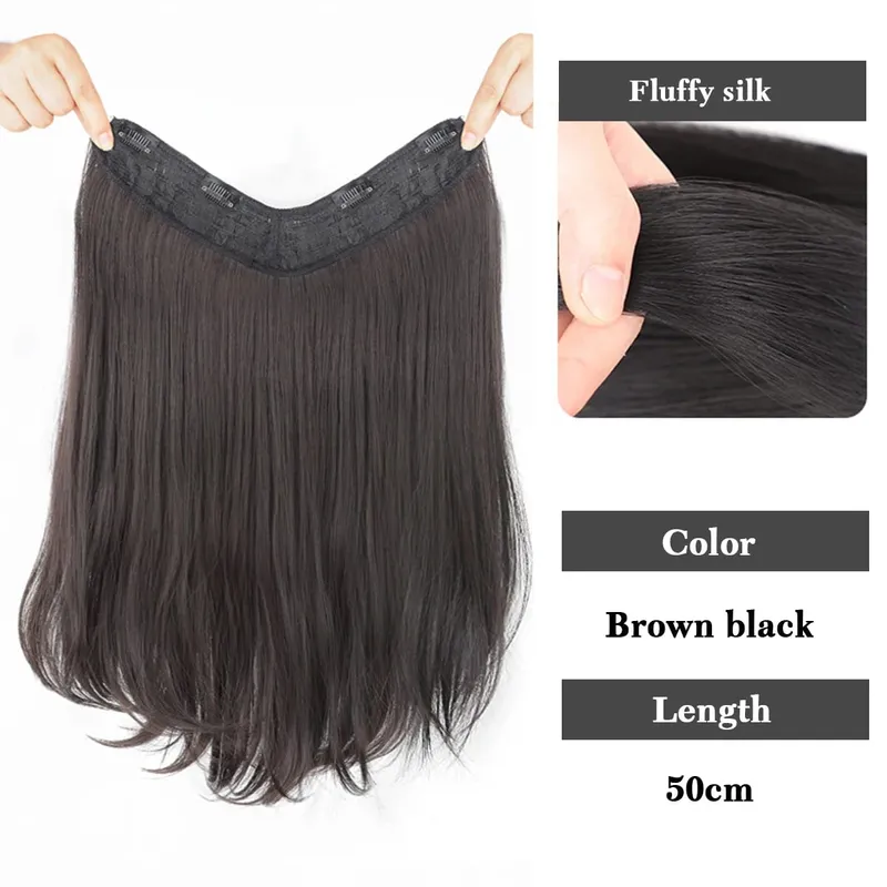 Synthetic V-shaped hair extensions wigs clips that naturally connect to women's hair heat-resistant wigs used for daily wear