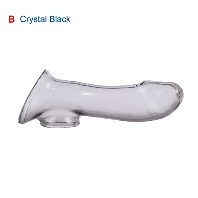 Extension Reusable Condom Penis Sleeve Male Enlargement Time Delay Dildo Enhancer Cock Rings Crystal Clear Condom Adult Sex Toys
